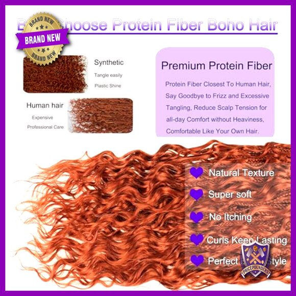 14 Inch Protein Fiber Crochet Braids Pre Looped Curly Ends Hair Extensions